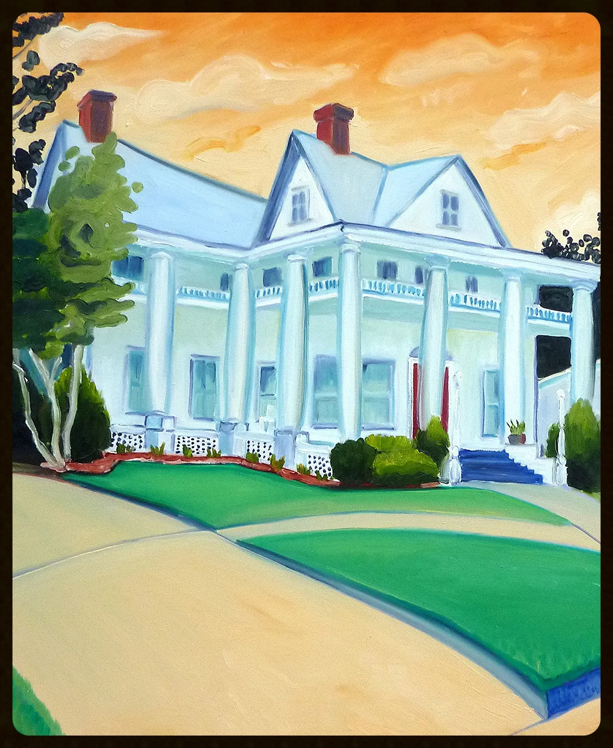   Old House w Orange Sky    28x32  