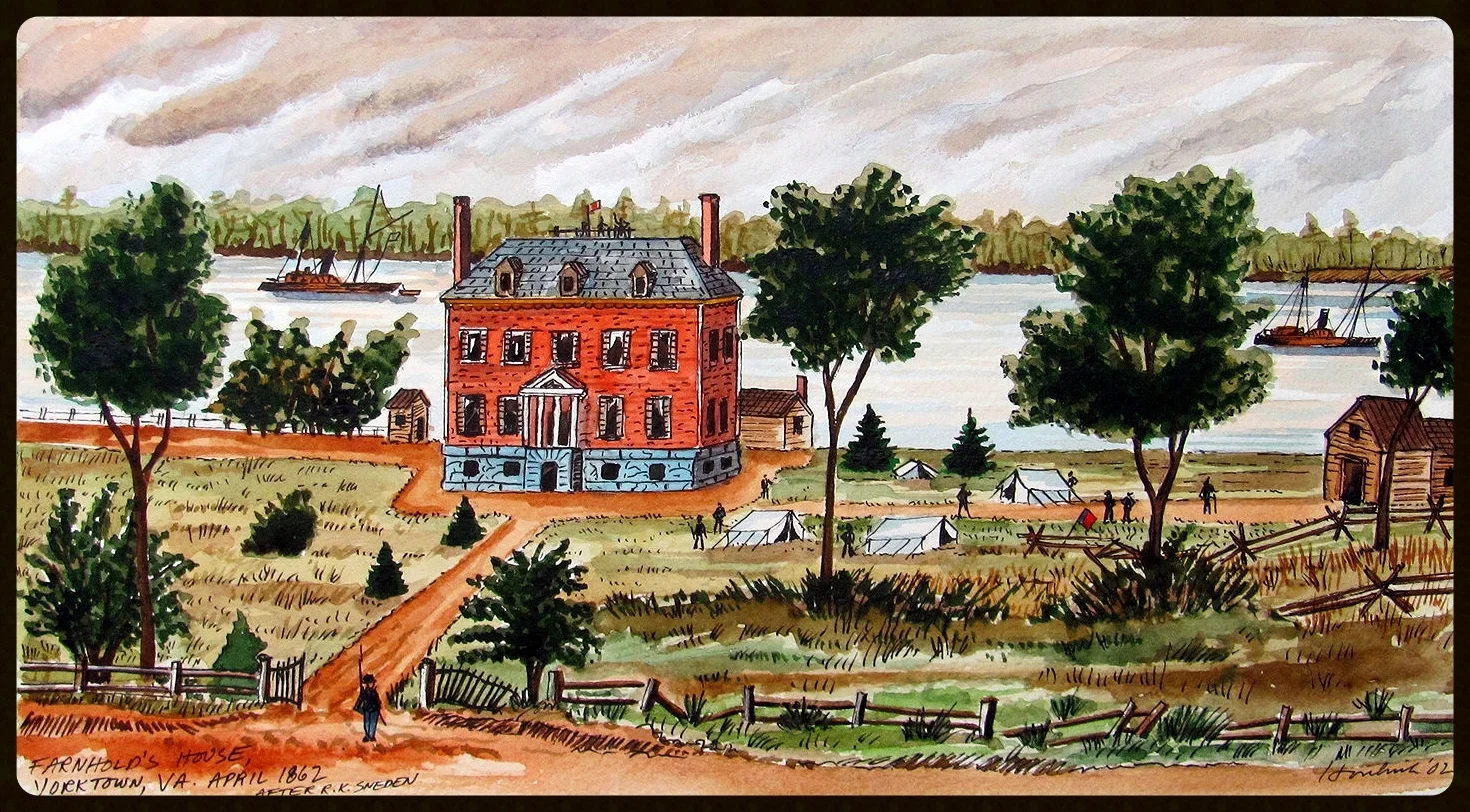   Farnolds House, Yorktown Va. April, 1862    (after R. K. Sneden)  