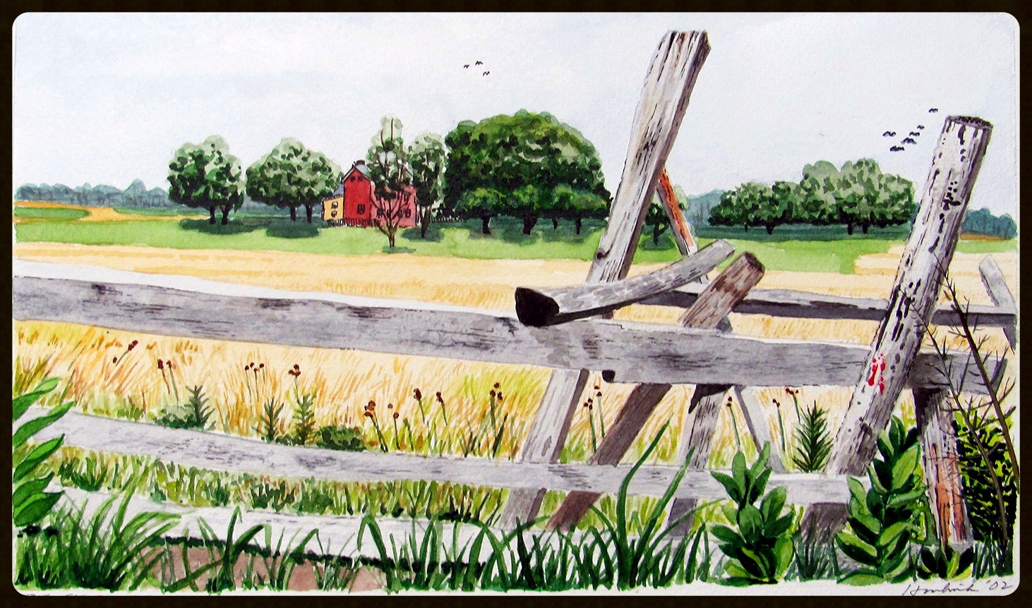   The Field at Zeiglers Grove, Gettysburg Pa. &nbsp;(present)    10x14  