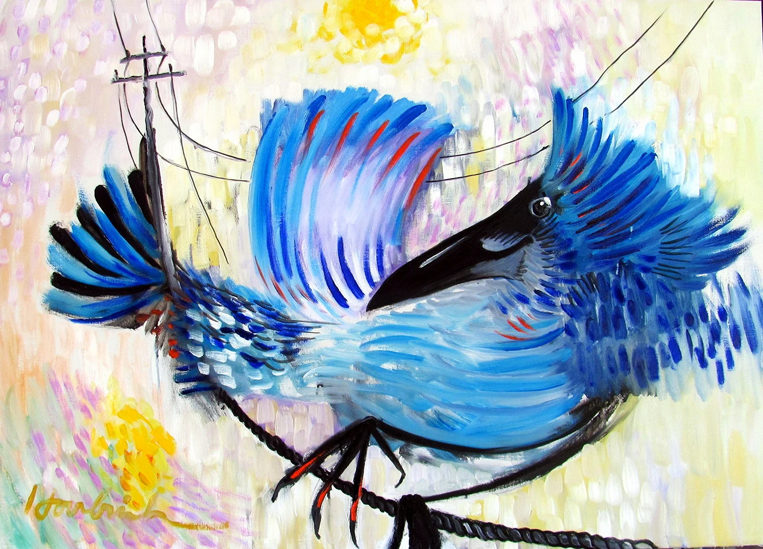   Bluejay on Wire    30x40  