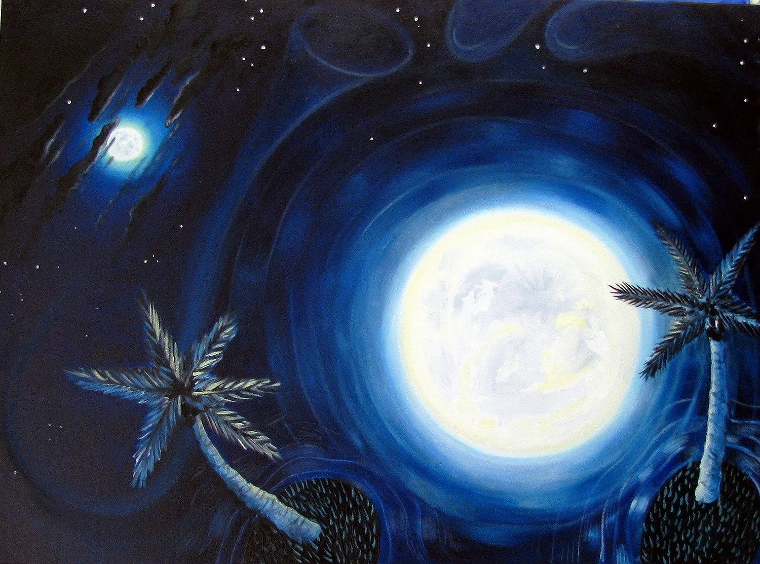   Two Moons, Two Palms    30x40  