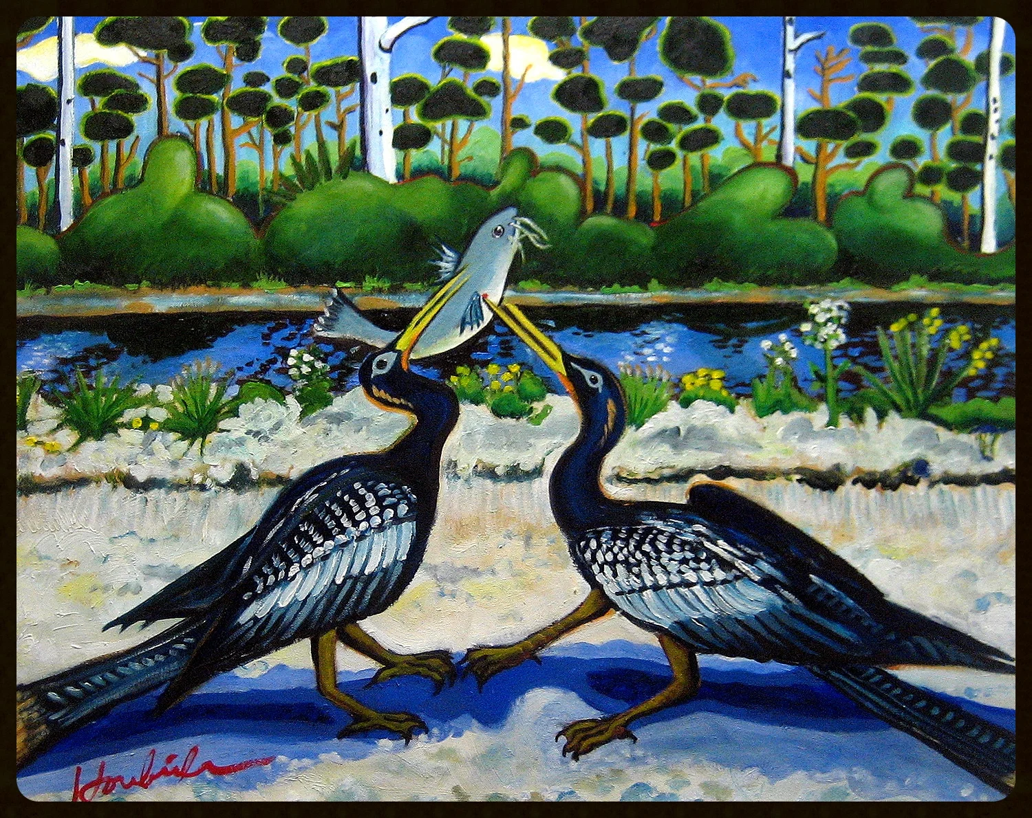  Two Anhingas    22x28  