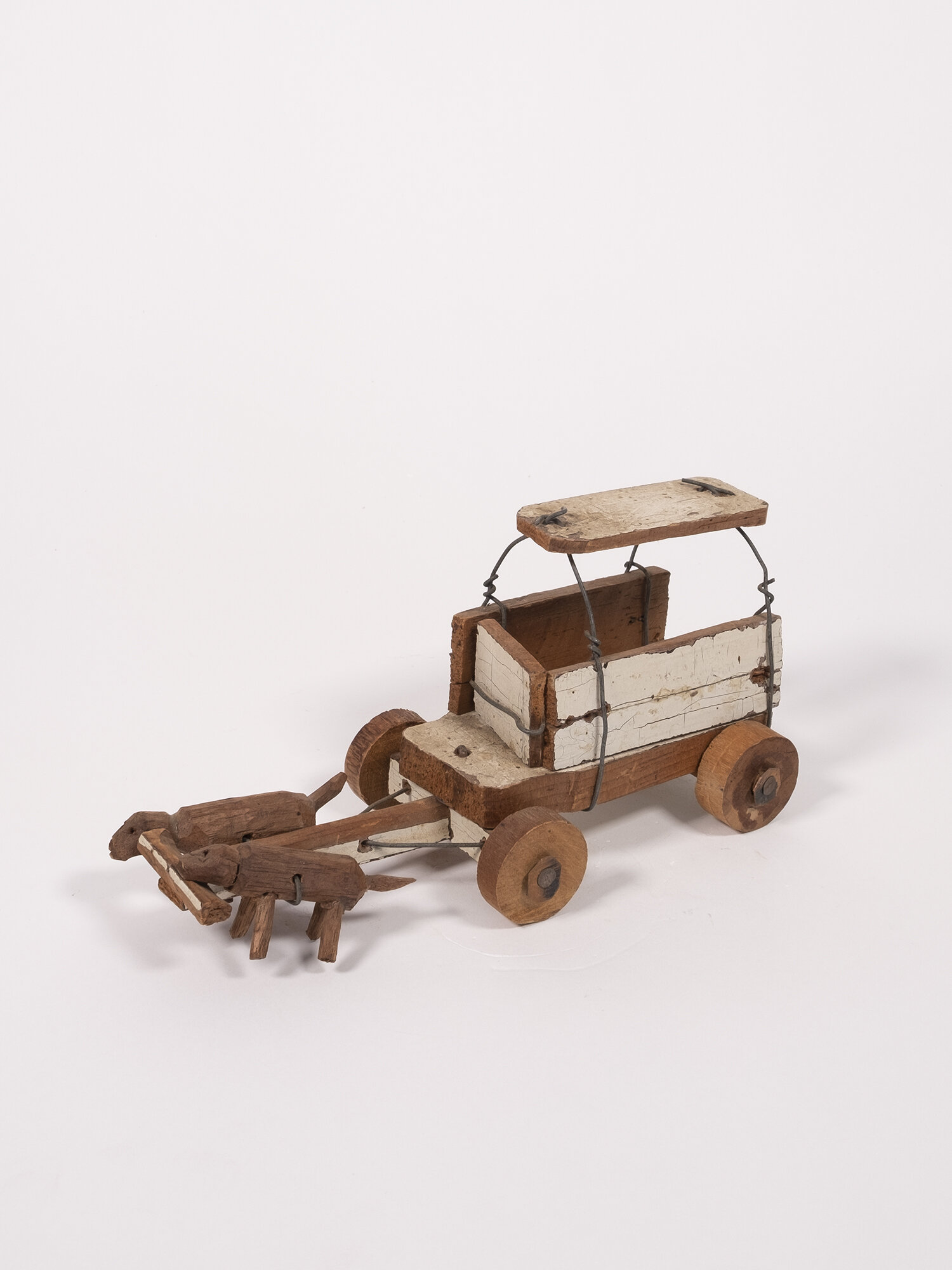 Antique Painted Wooden Wagon Toy