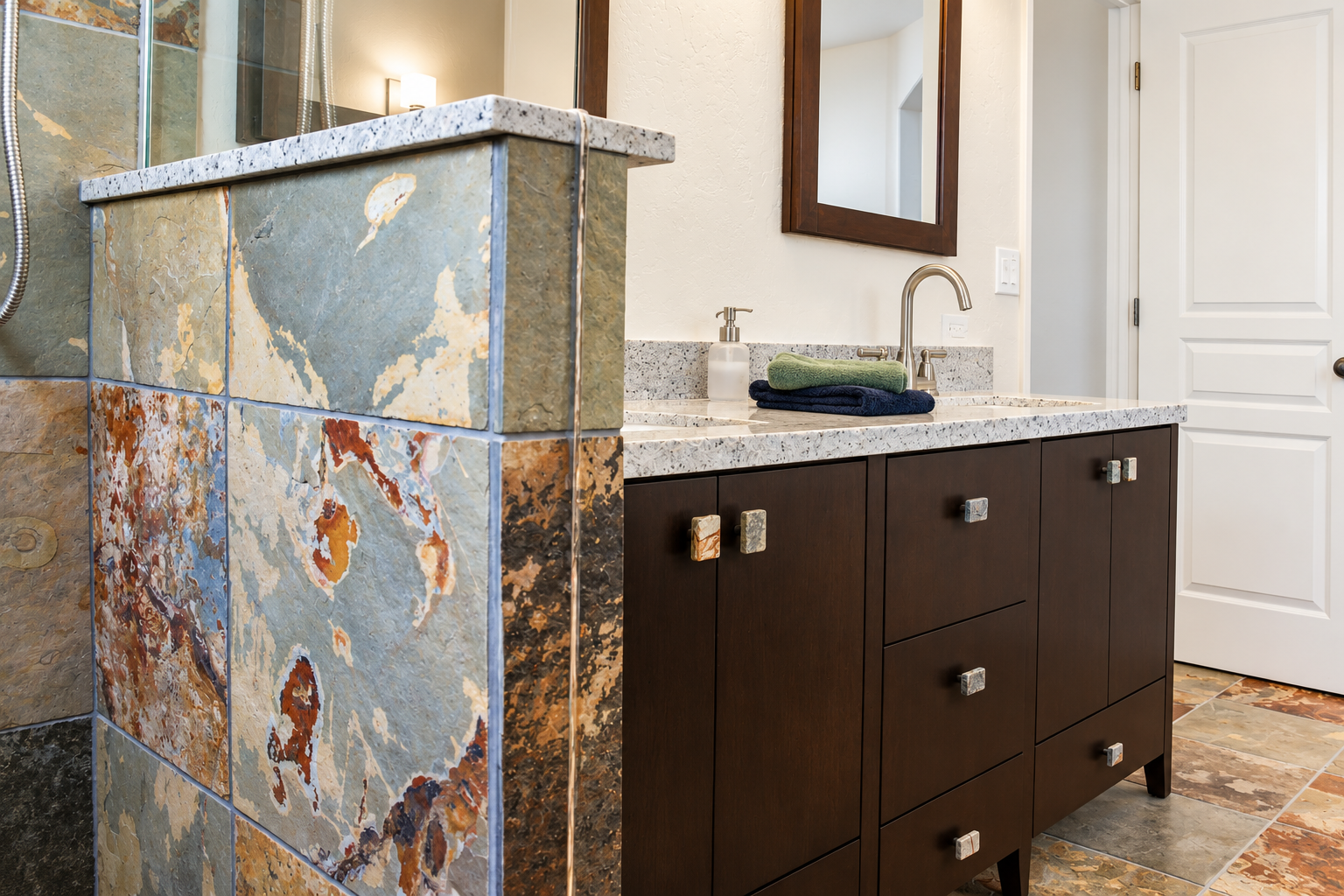 Wall Cap at Shower to Match Vanity Top