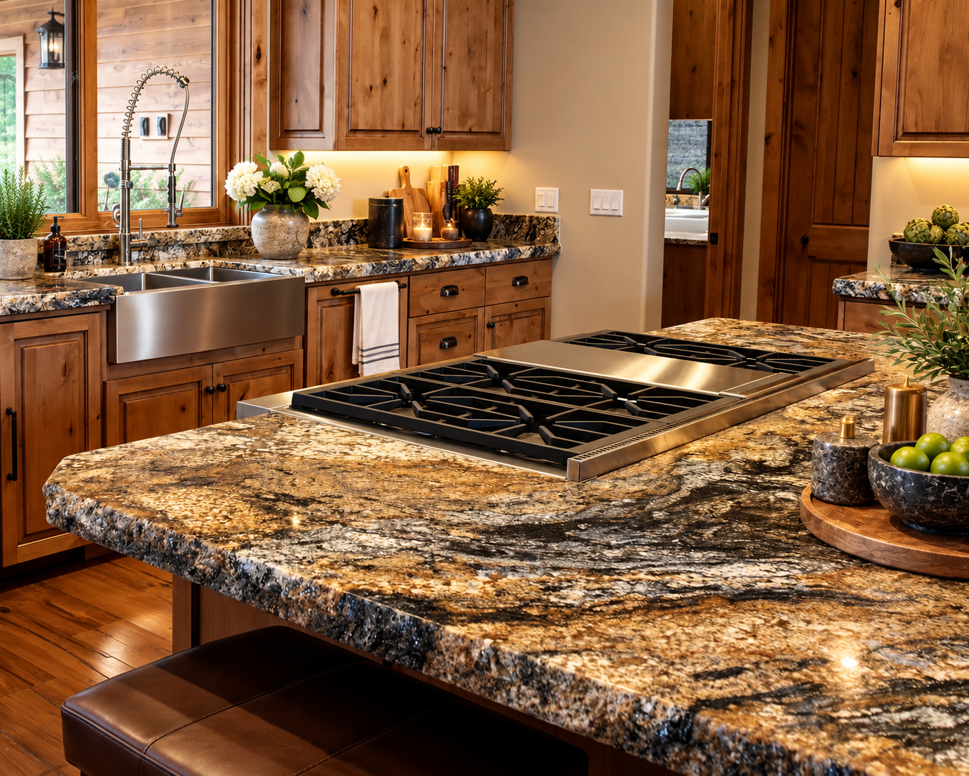Volcano Satin Granite with 2 1/4" Satin Chiseled Edge