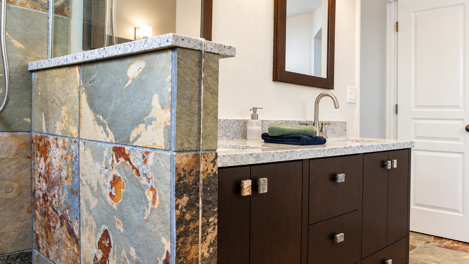 Wall Cap at Shower to Match Vanity Top