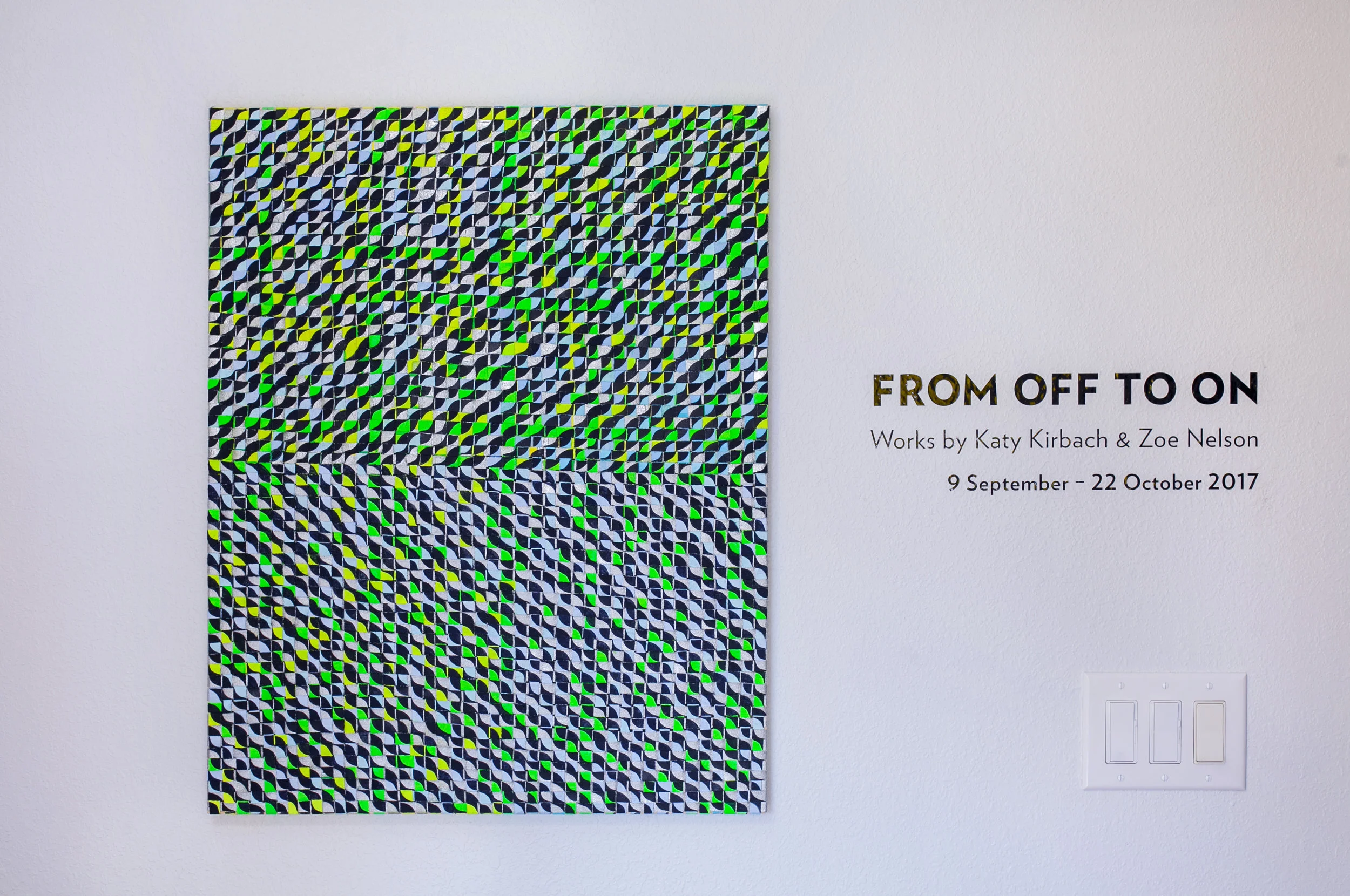 From Off to On , a two-person exhibit with Zoe Nelson at Yellow Door Gallery, Des Moines, September 9 - October 22, 2017 photo credit: Karla Conrad