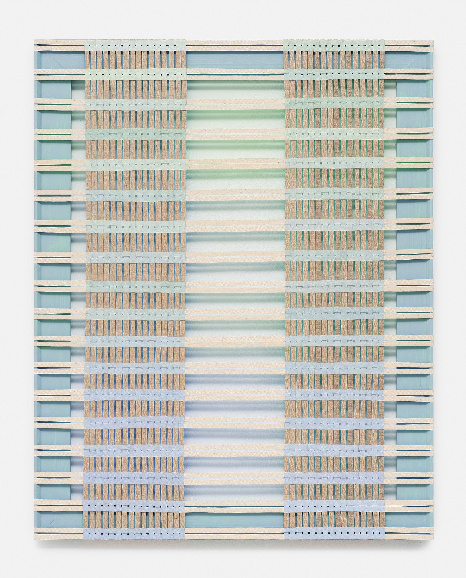Untitled, oil and acrylic on woven canvas and linen, 100cm x 80cm, 2026. Photo by Nick Ash.