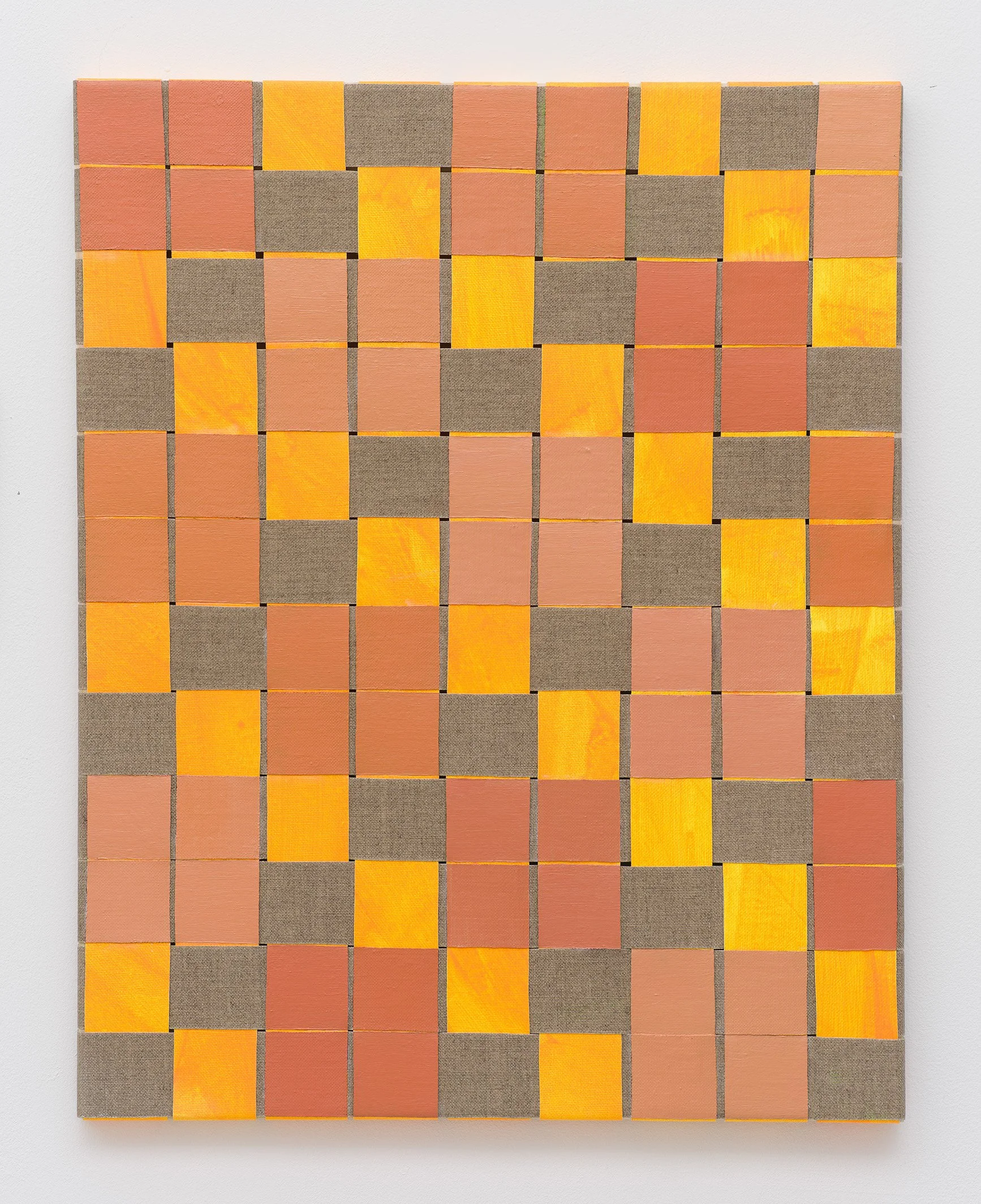 Untitled (Plain Weave), oil and acrylic on woven canvas and linen, 50cm x 40cm, 2025. Photo by Nick Ash.