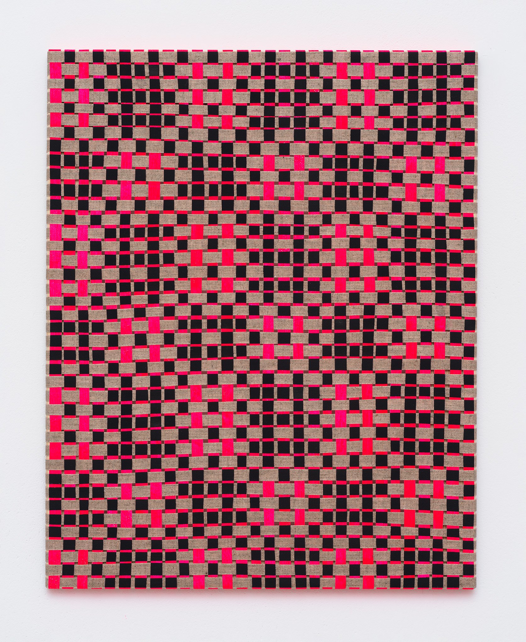 Untitled (Mock Leno), oil and acrylic on woven canvas and linen, 50cm x 40cm, 2024