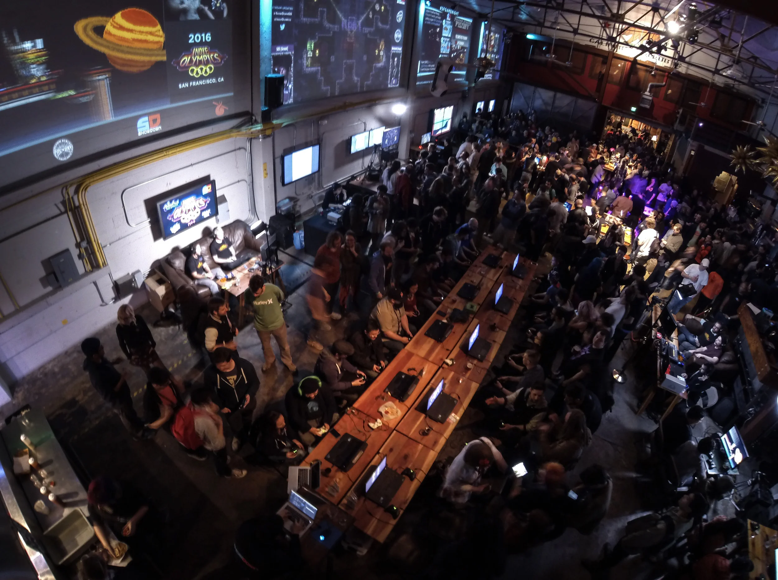 Birds eye view of the Indie Olympics.