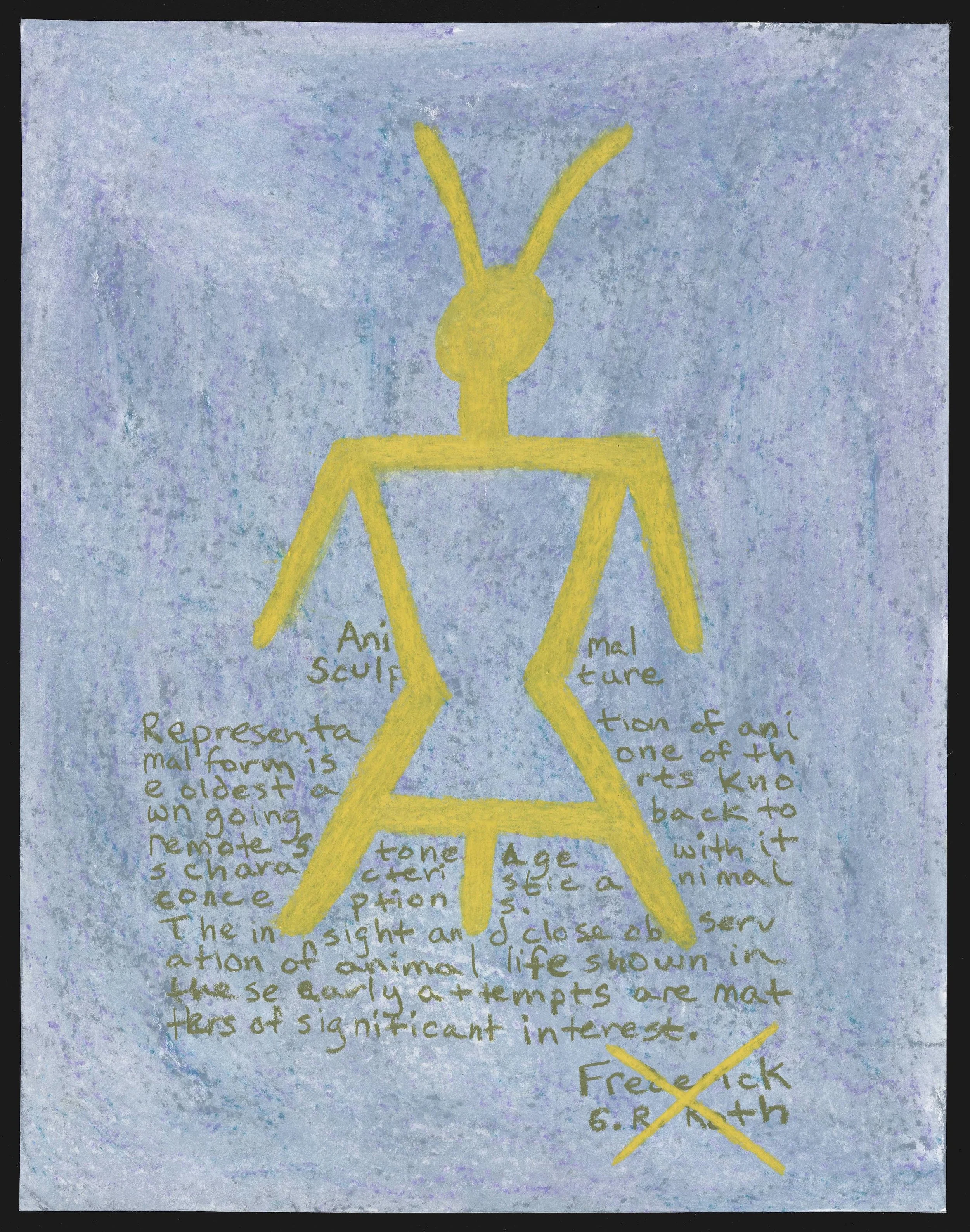The Primitives’ Revenge (Frederick G.R. Roth, “Animal Sculpture”), 2018, watercolor pastel and colored pencil on paper, 14" x 18"