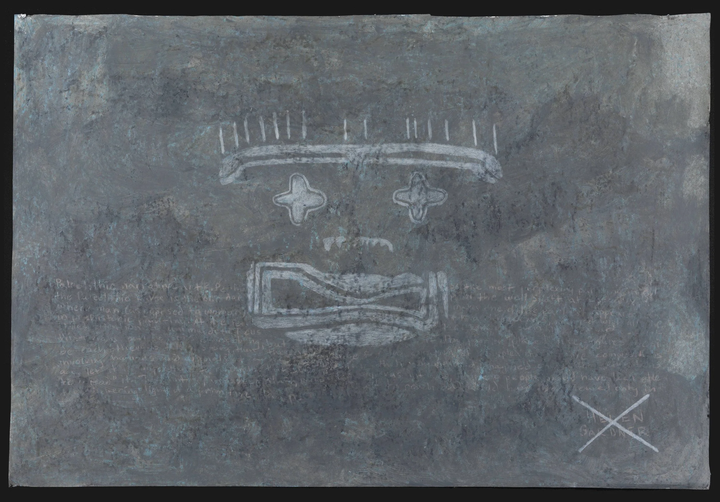 The Primitives’ Revenge (Helen Gardner, Gardner’s Art Through the Ages, 1926), 2018, watercolor pastel and colored pencil on paper, 30" x 20"