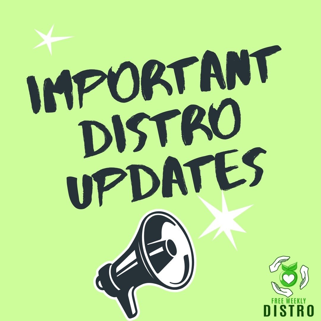 We have some important Distro announcements and reminders to share.

1. Distro in Brantford has closed down for the summer term and will resume in September. If you are in need of food in Brantford over the summer, please check the link in our bio to
