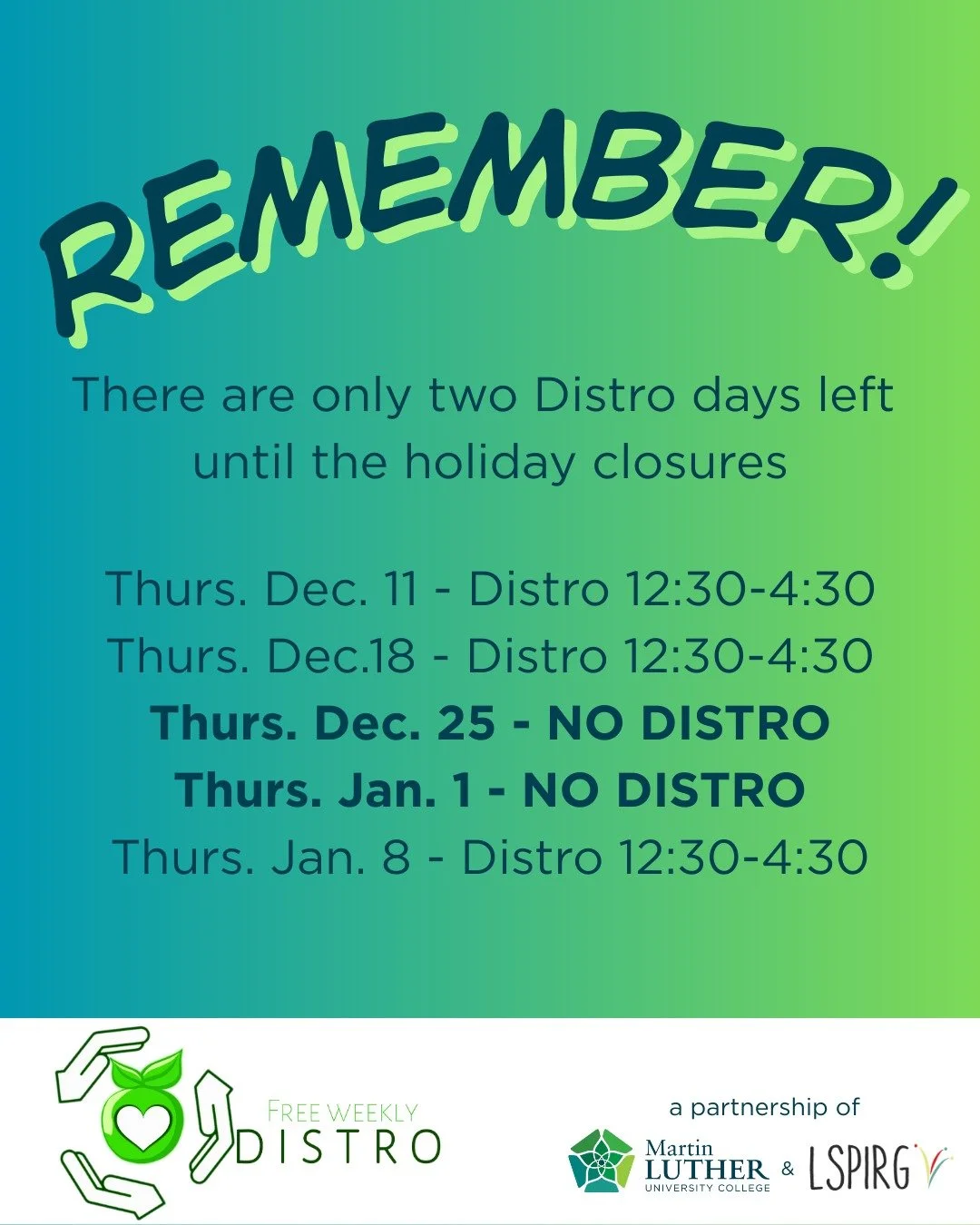 📢 Two Weeks Left Before the Stat Holiday Closure!

We&rsquo;re continuing to stock up on core items to make sure everyone has what they need before the break.

Let&rsquo;s make sure you&rsquo;re set for the holidays! 🍏