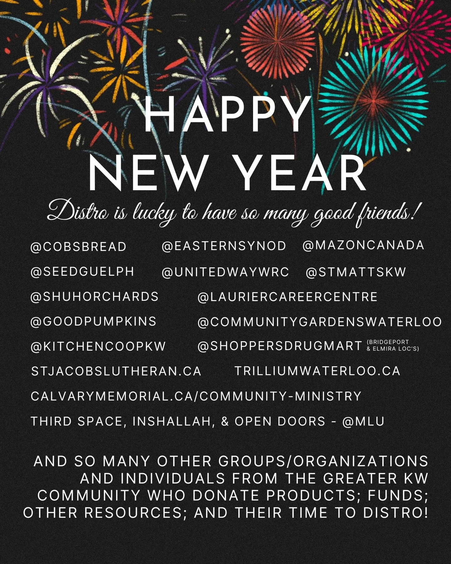 "It takes a village" is how the saying goes. And it really does. Distro would not exist without the generosity of our community partners and friends. They donate products and funds; share information and resources; and generally keep us goi