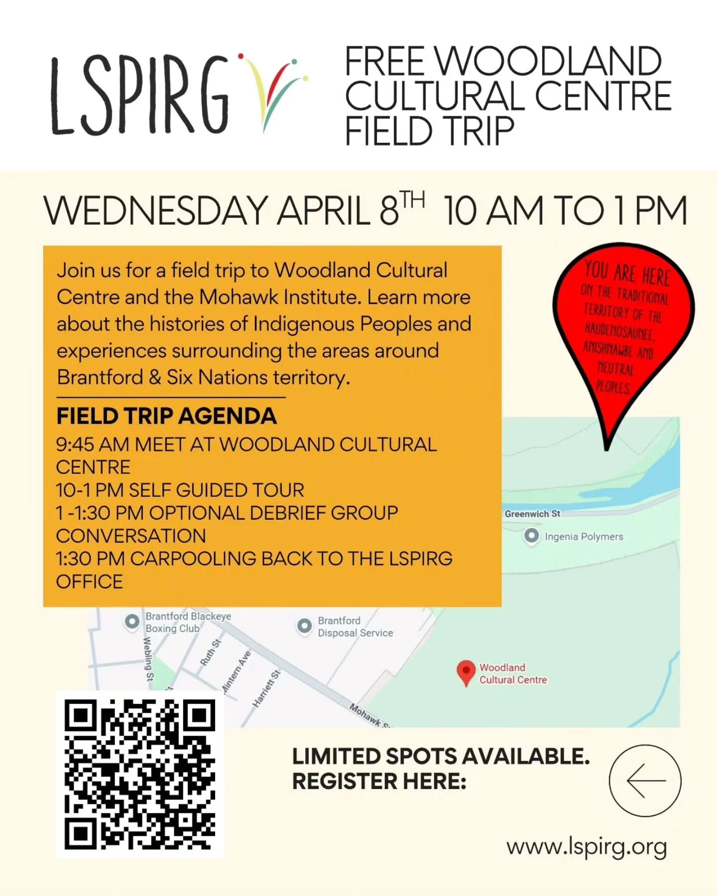 In Brantford we're on the lands of the Haudenosaunee, where land rights remain contested. Learn about the Six Nations of the Grand River and part of Brantford's colonial history (and present) with us. We're offering a free field trip to the Woodland 