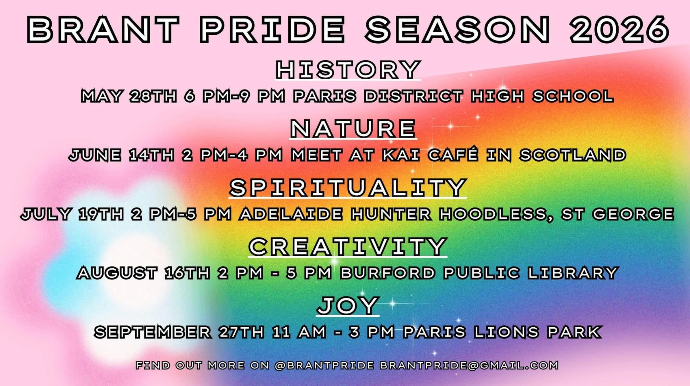 Do you know Brant Pride @brantpride!? They're our community's extra special grassroots creative cuties rolling out 2SLGBTQIA+ programming so unique it'll melt your face off. This pride series is a whole choose-your-own-adventure line-up. 'Nature' is 