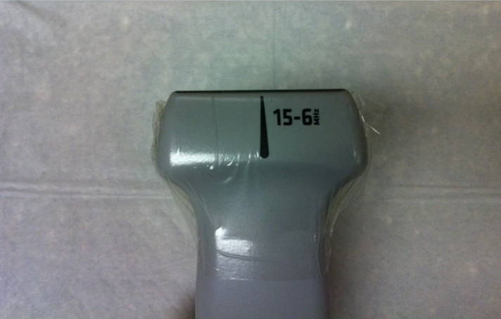 Transducer with Tegaderm Cover. From ULA 'Introduction to Procedures' 