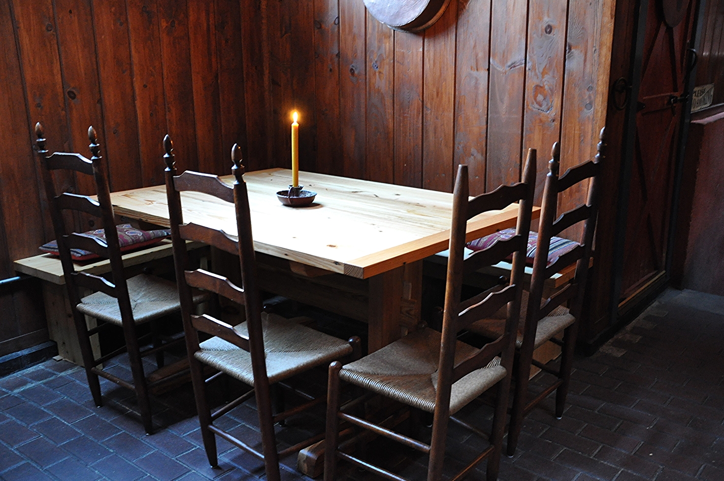 table and benches for Convivium Osteria