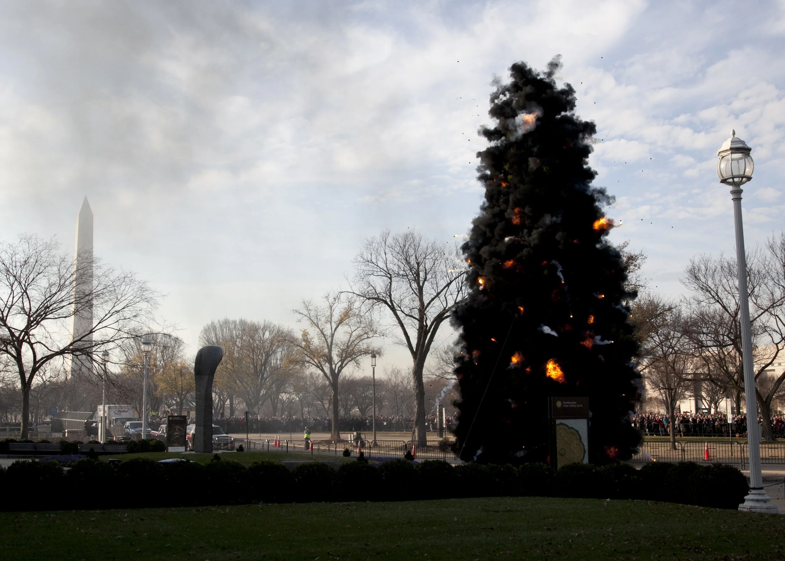 Black Christmas Tree Explosion Event for Washington, D.C., realized in front of the Freer Gallery of Art, 2012