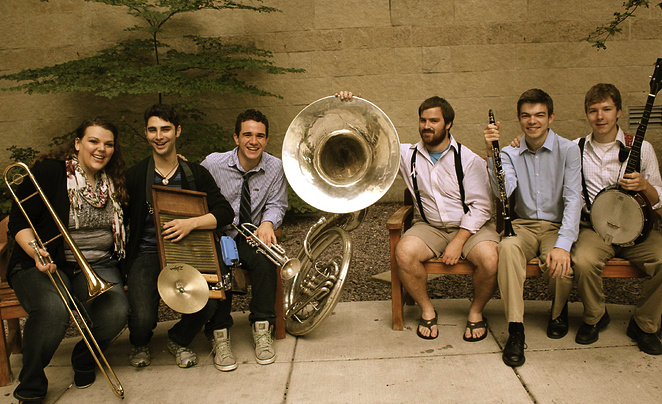 Brittany Sperberg (BM- '15, trombone) with her Independent Studies dixieland band- The Dairyland Jazz Band