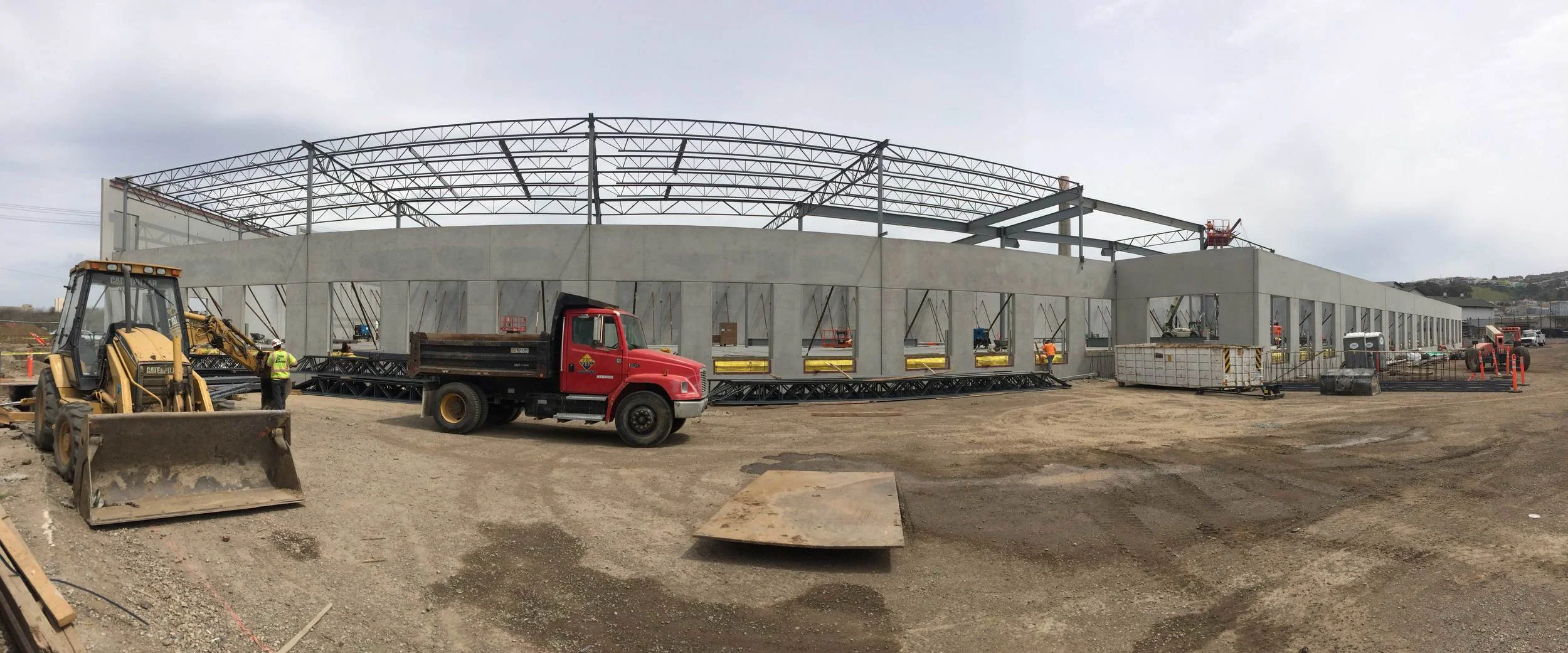 Concrete tilt up panels and structural framing at Loading Docks