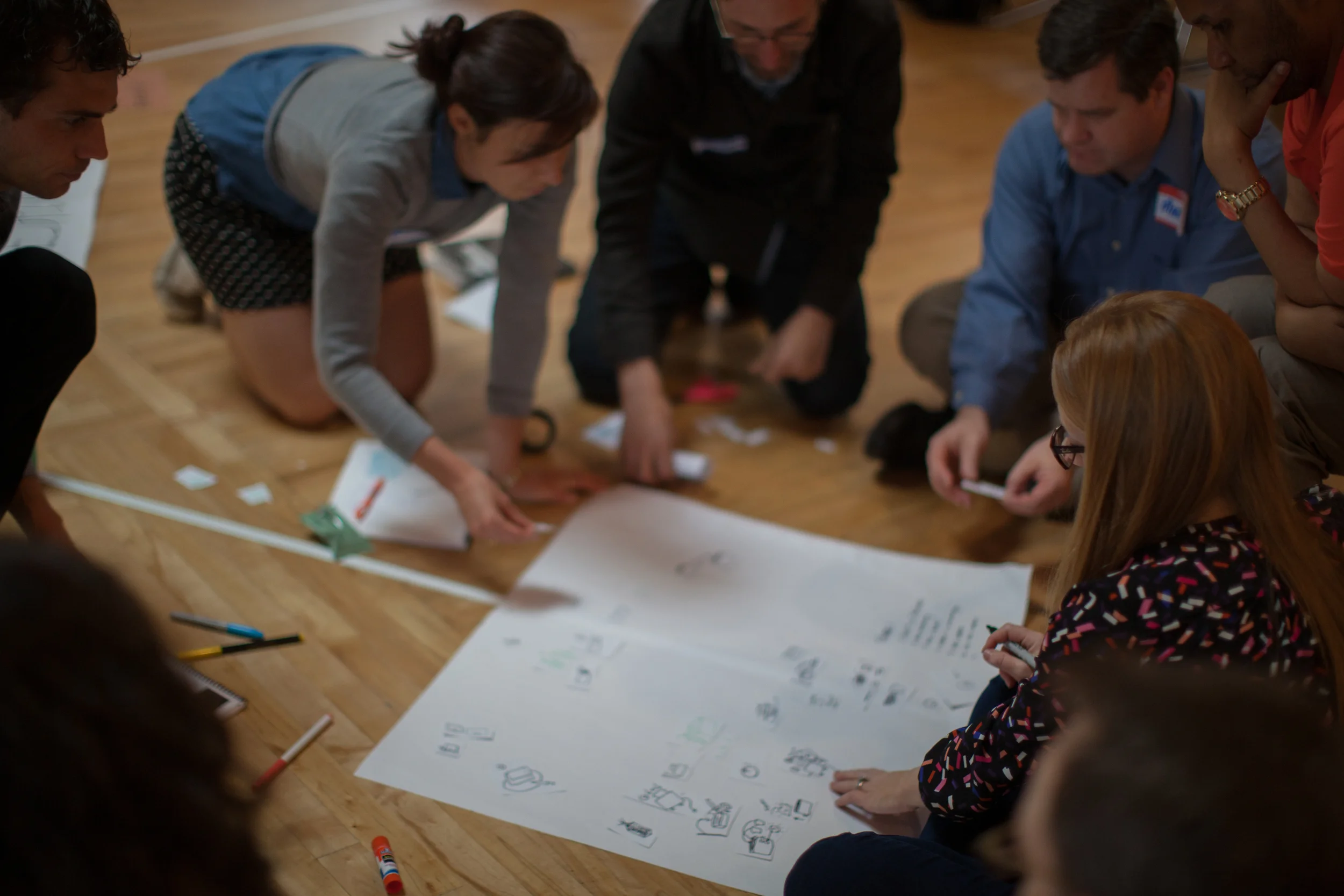Participants learn a few simple visual thinking methods to help diagram a system. 