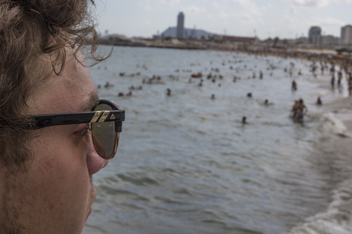 Josh Dohy looking out on the beach in lovely Barcelona. 