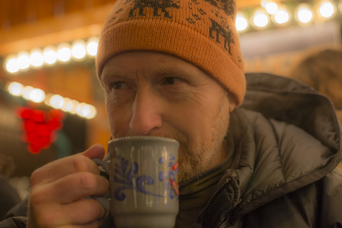 Martin Paul drinking Glühwein. 