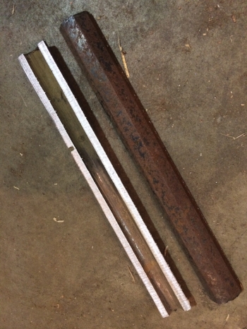 About 8" of barrel cut in half on the band saw