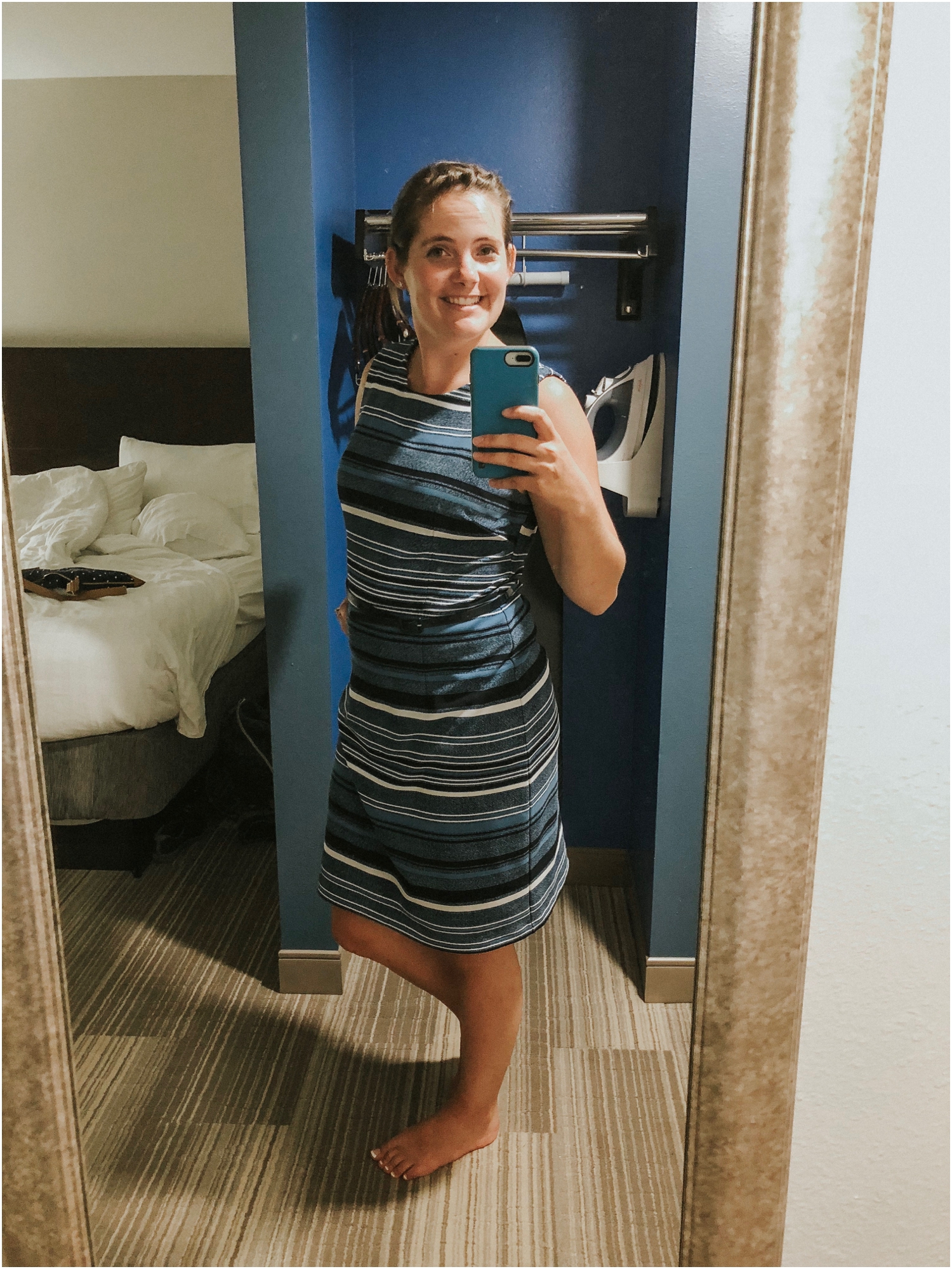 Last year, I only had two dresses that I wore all year. This year, I had a rotation of 4-5 new ones! Obviously, I was excited to wear this blue one that matched the hotel room.