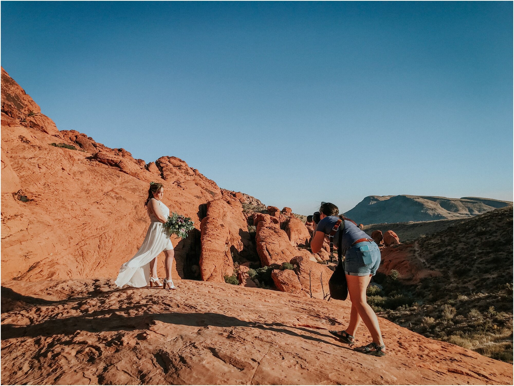   Elizabeth rocked her bridal session in the desert!   Photo: Sarah Cline  