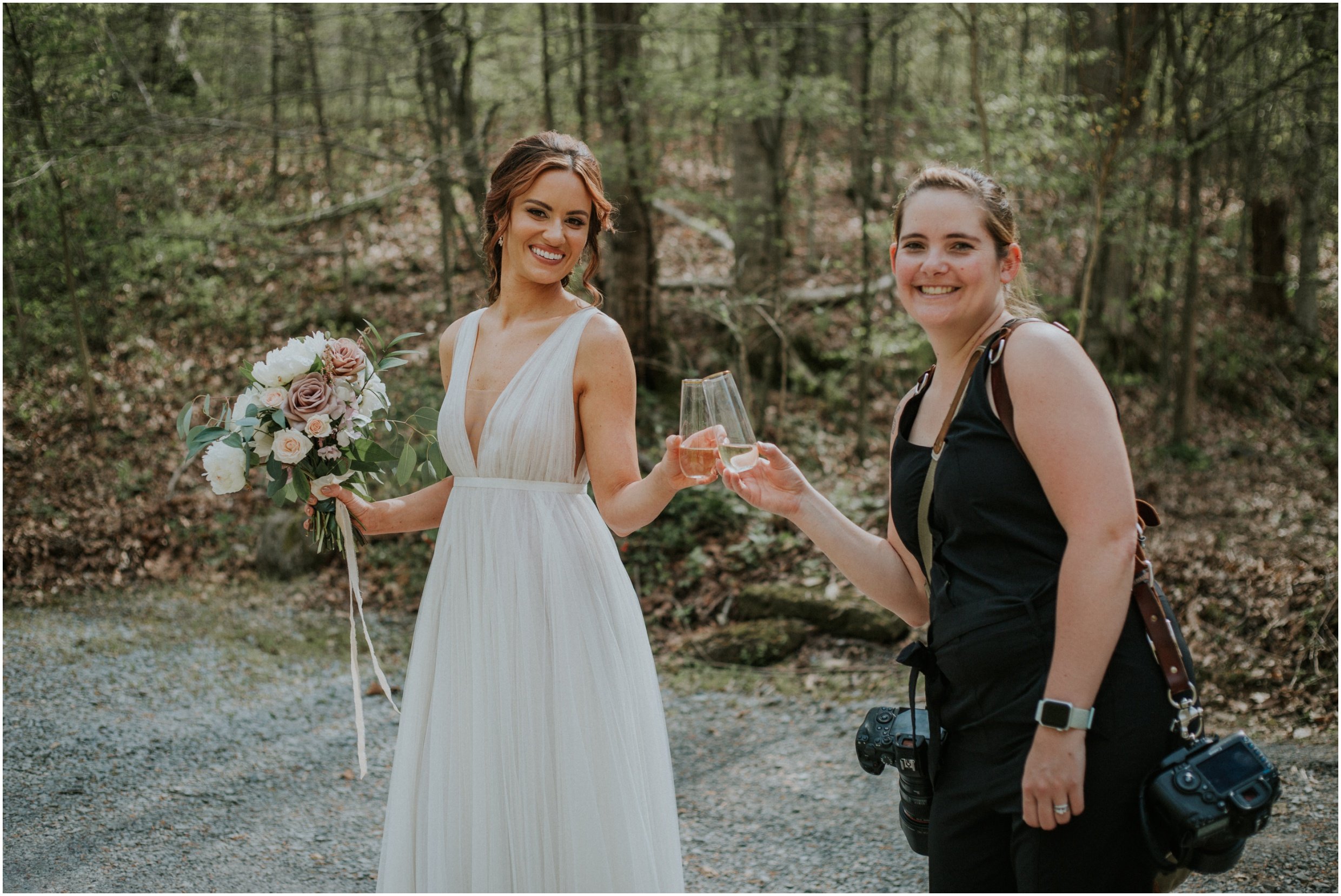 Holding champagne for the groom while he ran to get somehing, so Leanne and I decided to cheers!