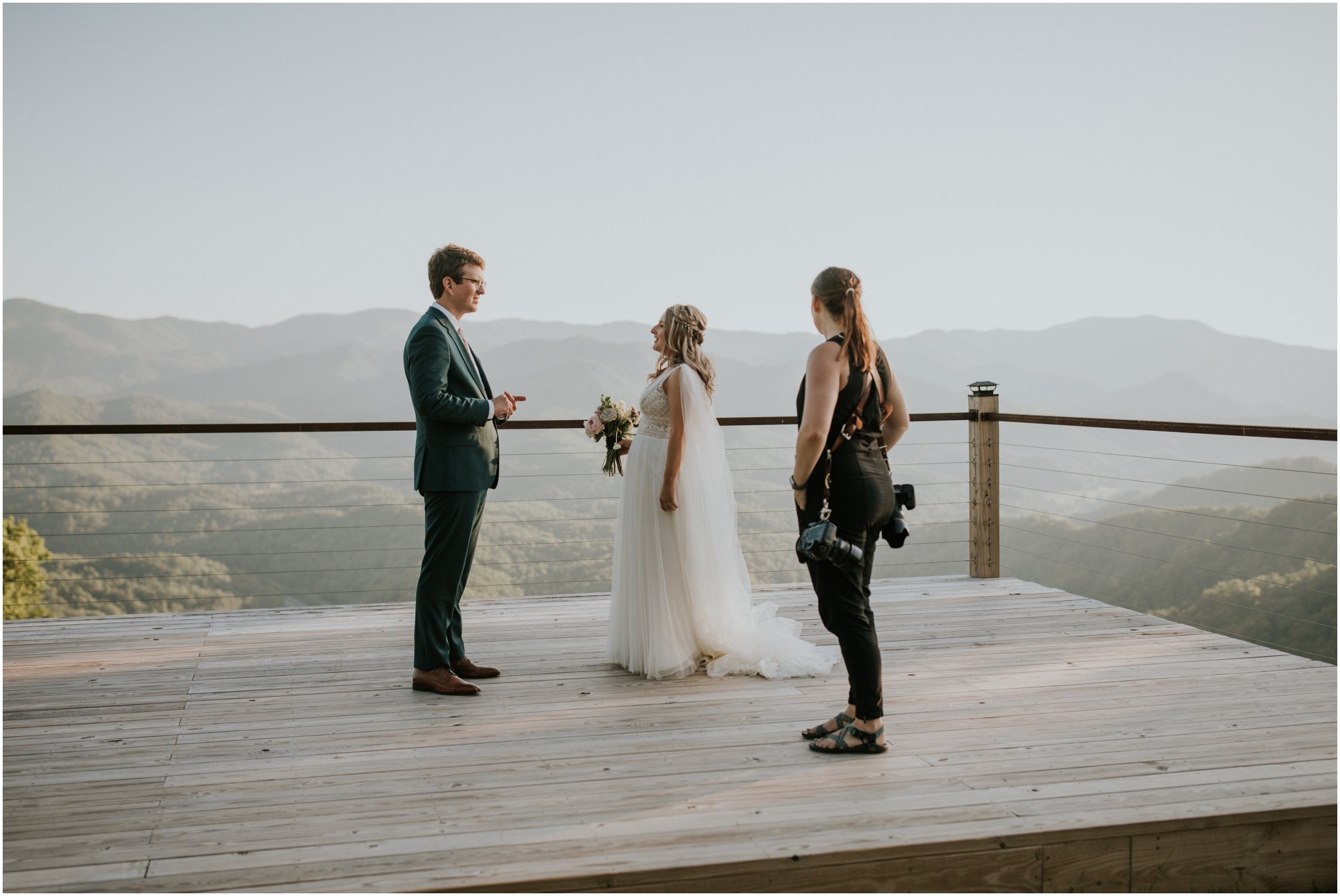 Taking in the view from the Parker Mill's mountaintop platform for bride and groom portraits!