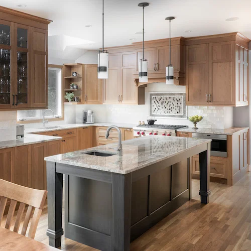 KitchenVisions_Two tone materials glass cabinetry Shaker frameless_flat center panel_Sudbury.jpg