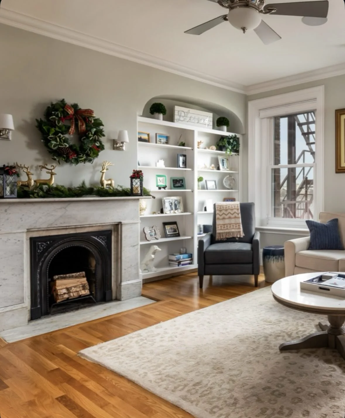 HOLIDAY BEFORE &amp; AFTER | In a Back Bay condo overlooking the Charles River, we turned a bedroom into the living room to capture great views of the river and Cambridge. Swipe to see the before. 

Space planning + Design: @kitchenvisions
Builder: O