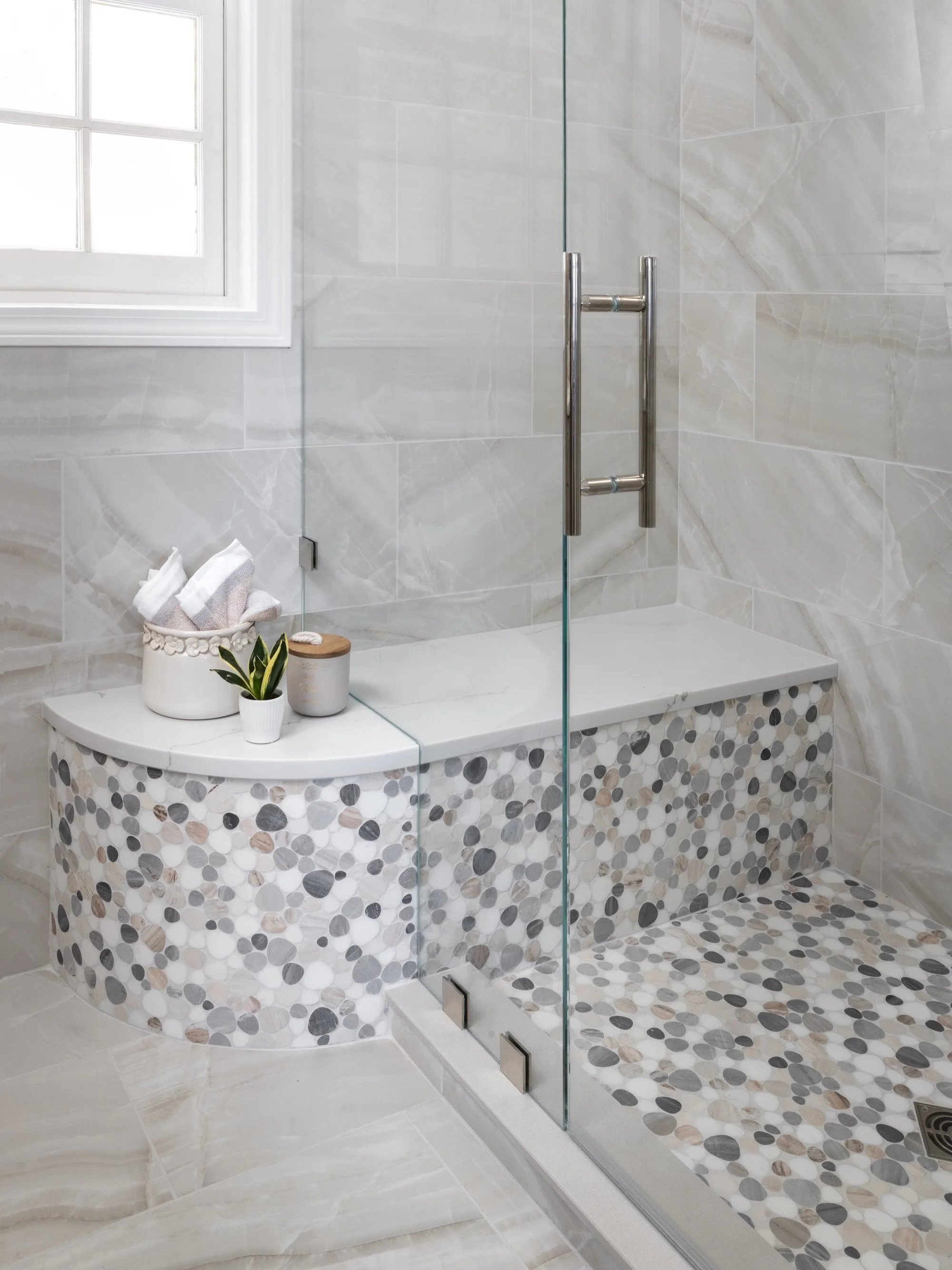 2026 PRO AWARDS |  SILVER Winner Residential Bath Under $100K Serenity Reframed Creative Home Improvements @chicanhelp + @kitchenvisions @pro_new_england Bath photo by @nystedtphotography