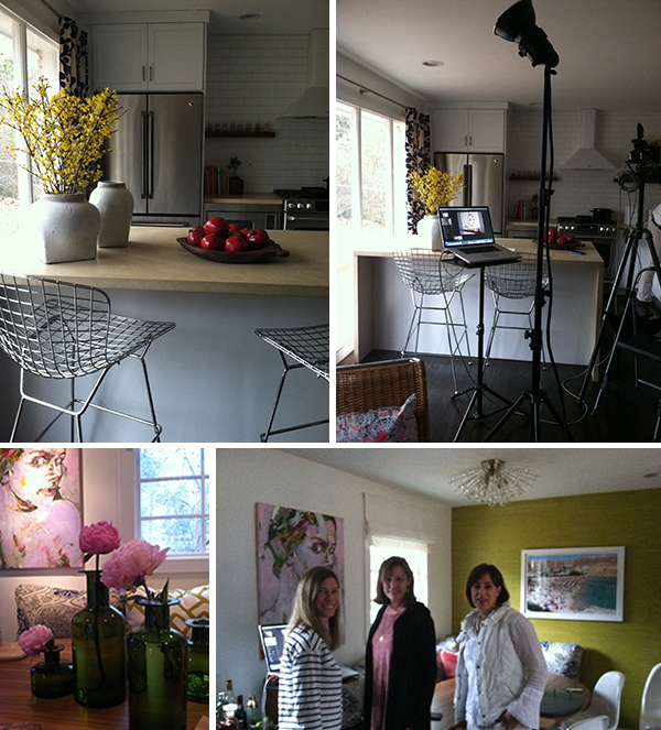  kitchen shot from my iPhone. kitchen shot with actual professional equipment in the mix. my dining table, favorite art piece and beautiful peonies (cause you know i always have those in place ;). the 3 amigos hard at work, but smiling through it :)