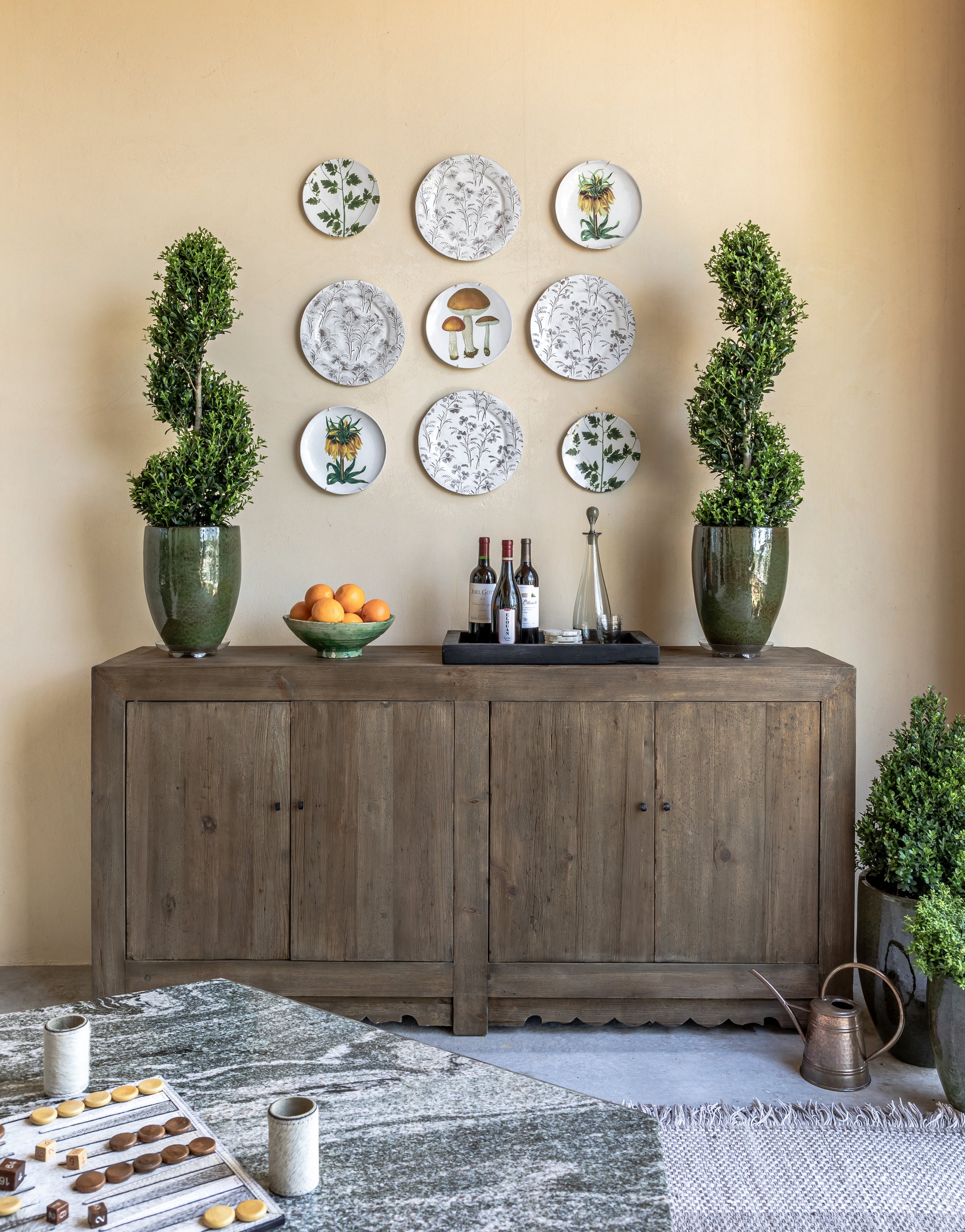 Terrace level covered porch credenza | Serenbe Showhouse 2023 | Jeff Herr Photography