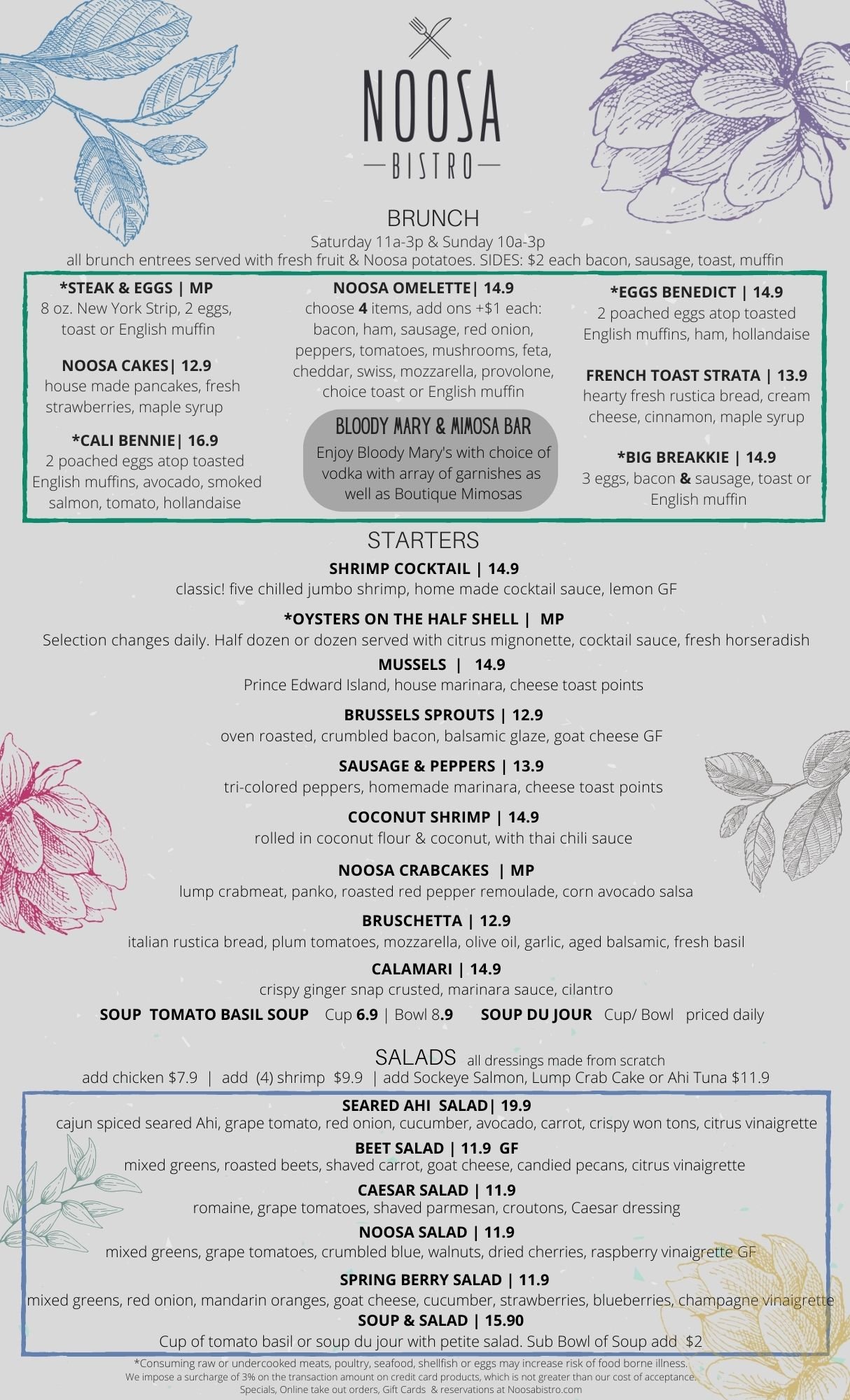 Nichossa Menu Dining — Noosa Bistro