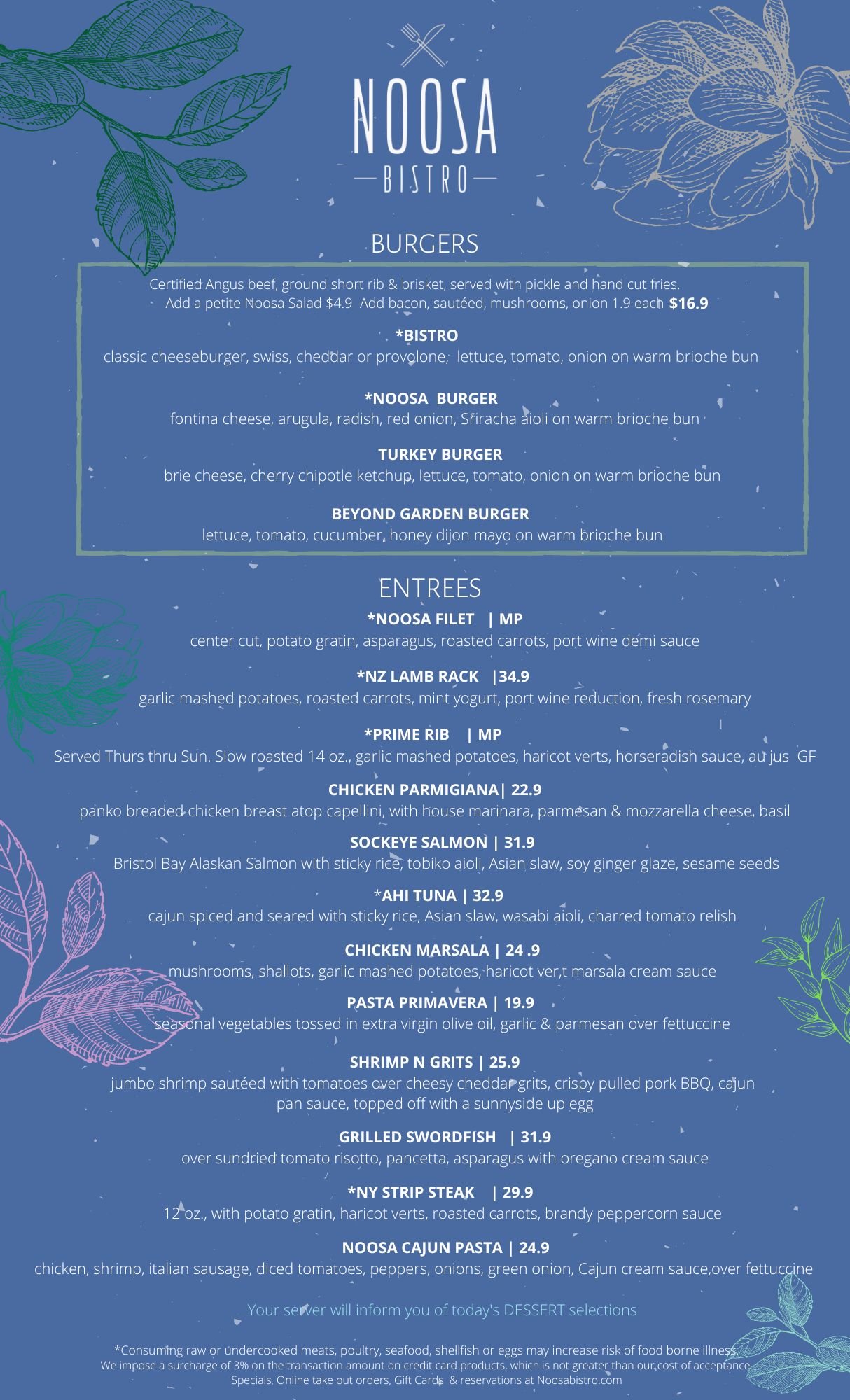 Nichossa Menu Dining — Noosa Bistro
