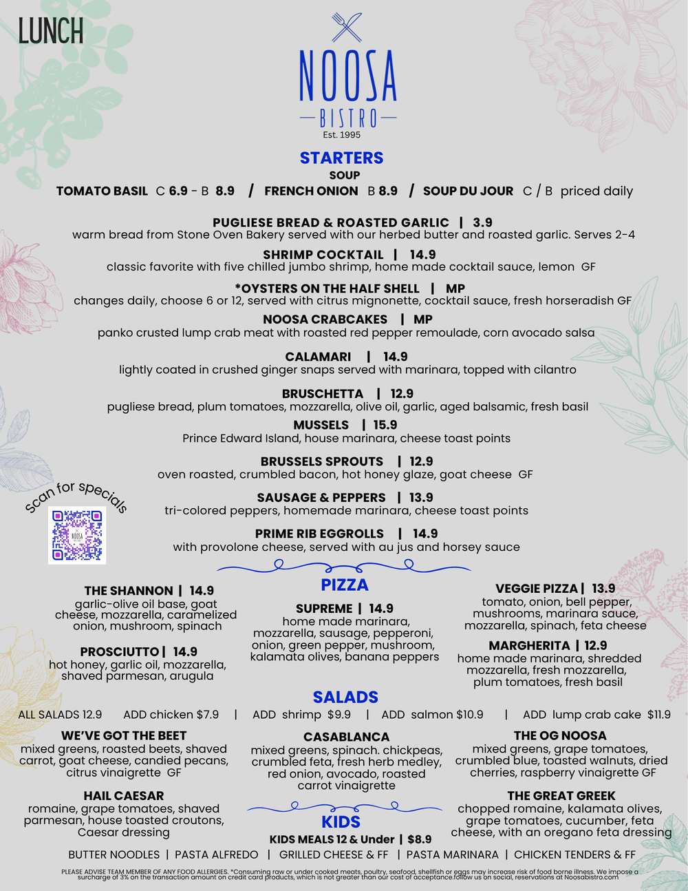Nichossa Menu Dining — Noosa Bistro