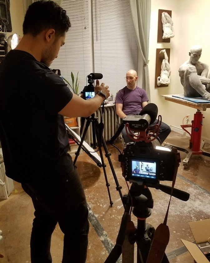 Filming a tutorial in Brett F Harvey's studio. 