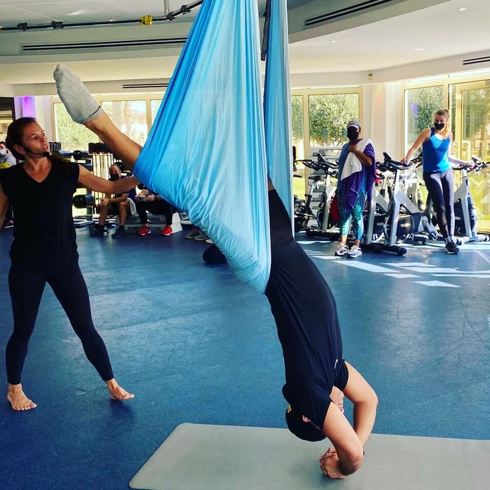 Our wonderful Aerial Yoga instructor, Elsje, proving that you can teach an old dog new tricks! Happy Sports Day!

@yogawithelsje #livelifeqatar #aerialyoga #nationalsportsday2022