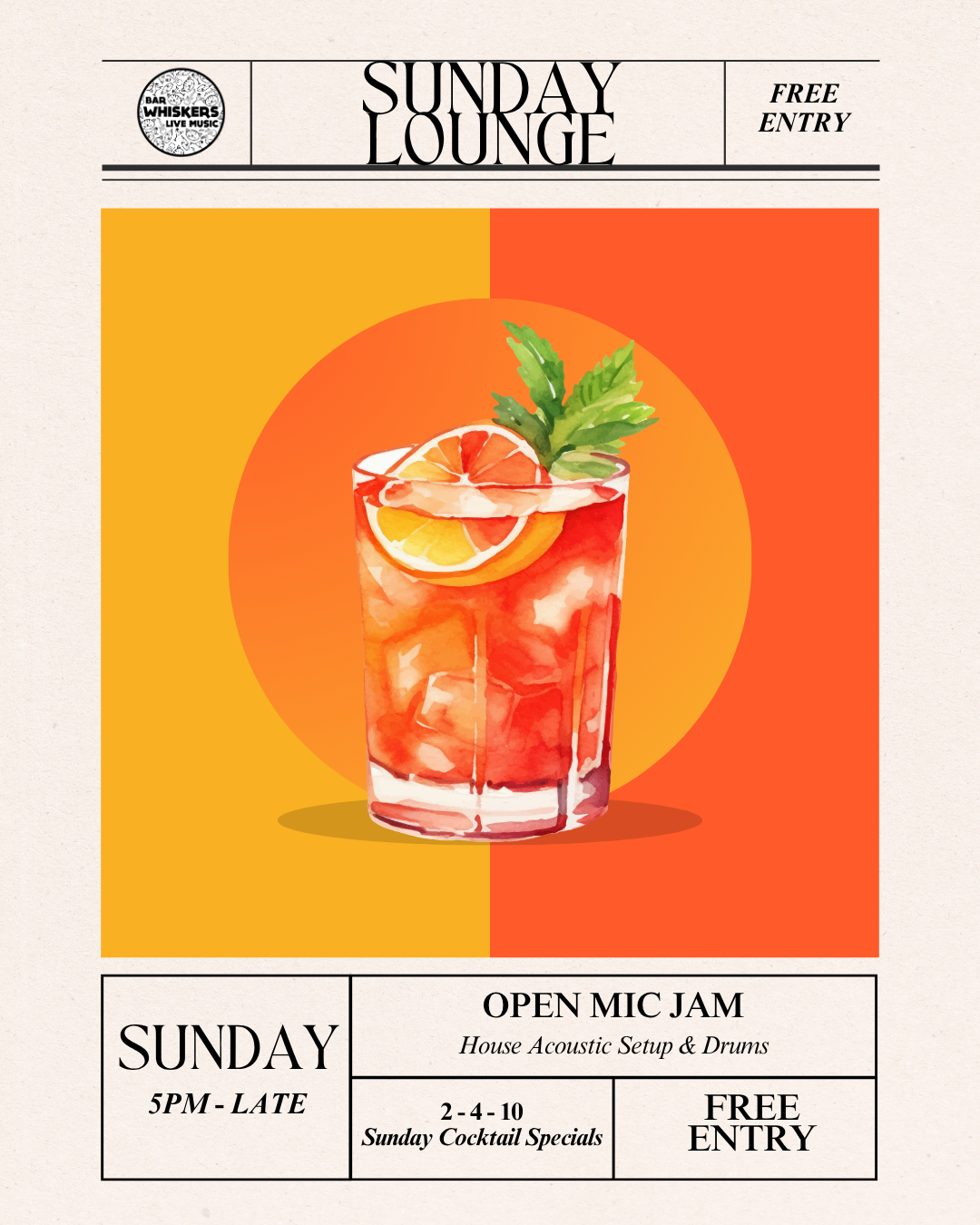 SUNDAY LOUNGE - OPEN MIC &amp; COCKTAIL CLUB