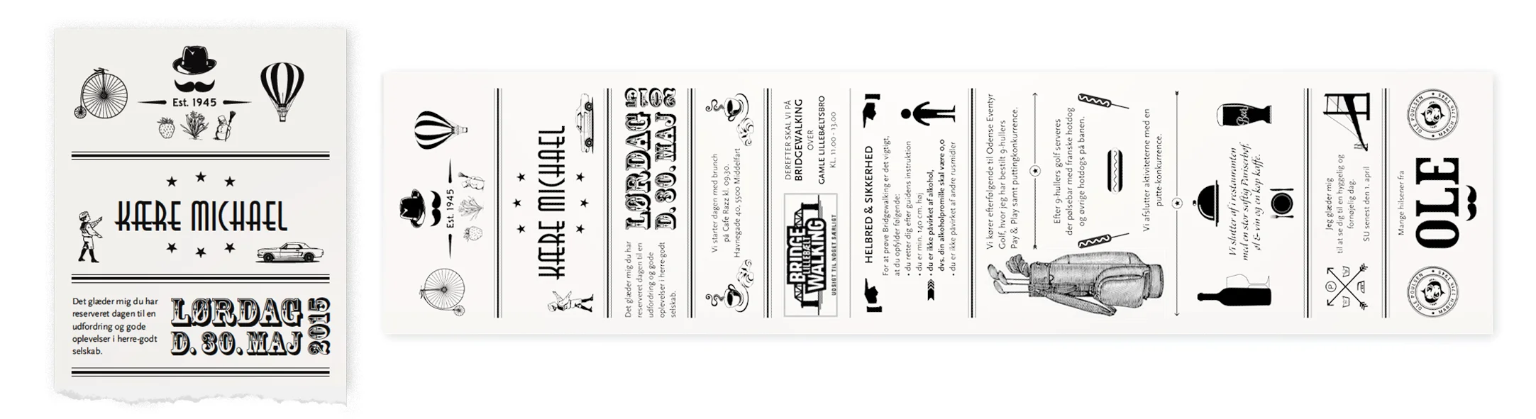 Invitation lavet i hipster stil