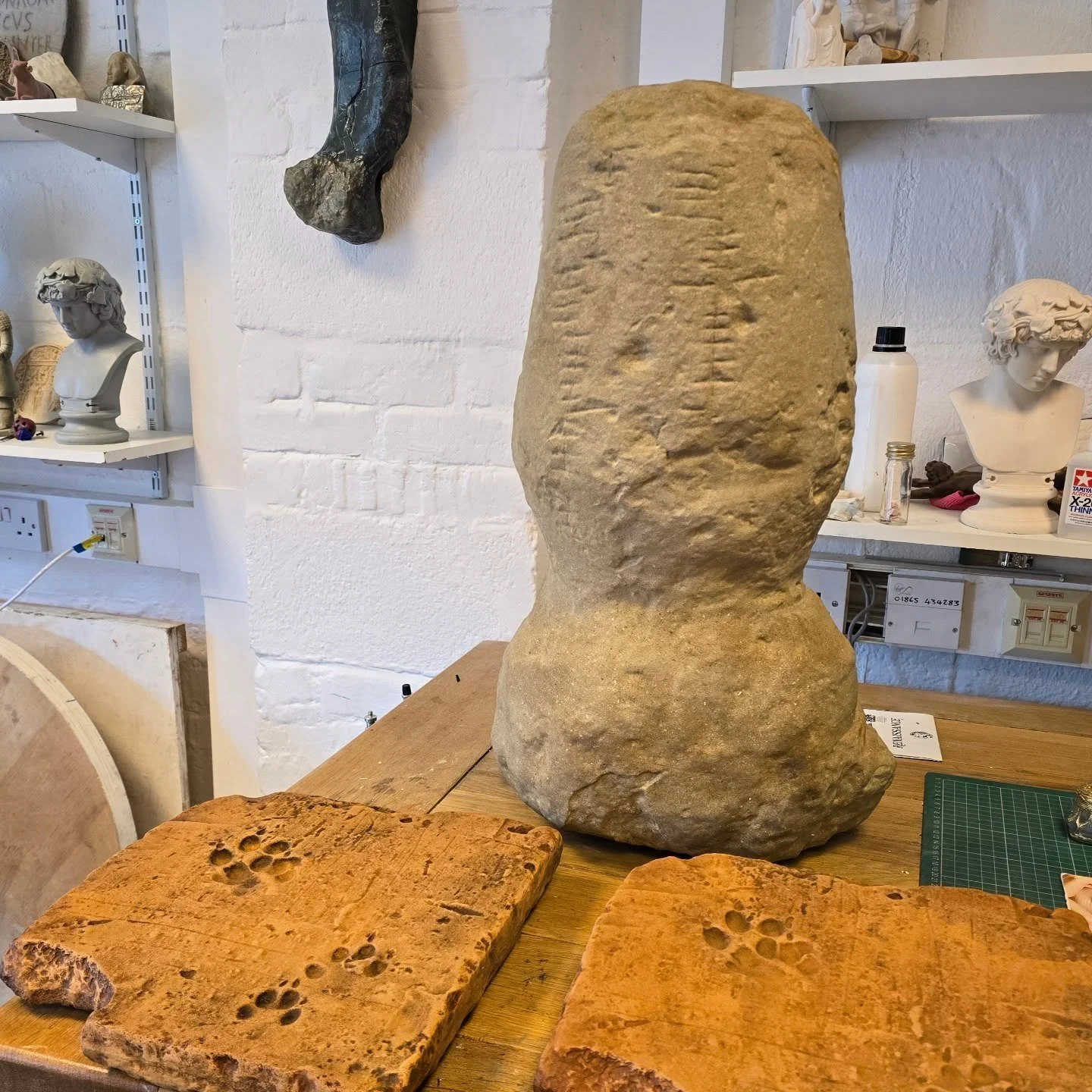 Two ThinkSee3D replicas made earlier this year for Reading Museum; both are Roman Silchester objects. The stone is a Roman column base with some Ogham text (a text mostly found in Ireland and rarely in England). This one was CNC carved by the brillia