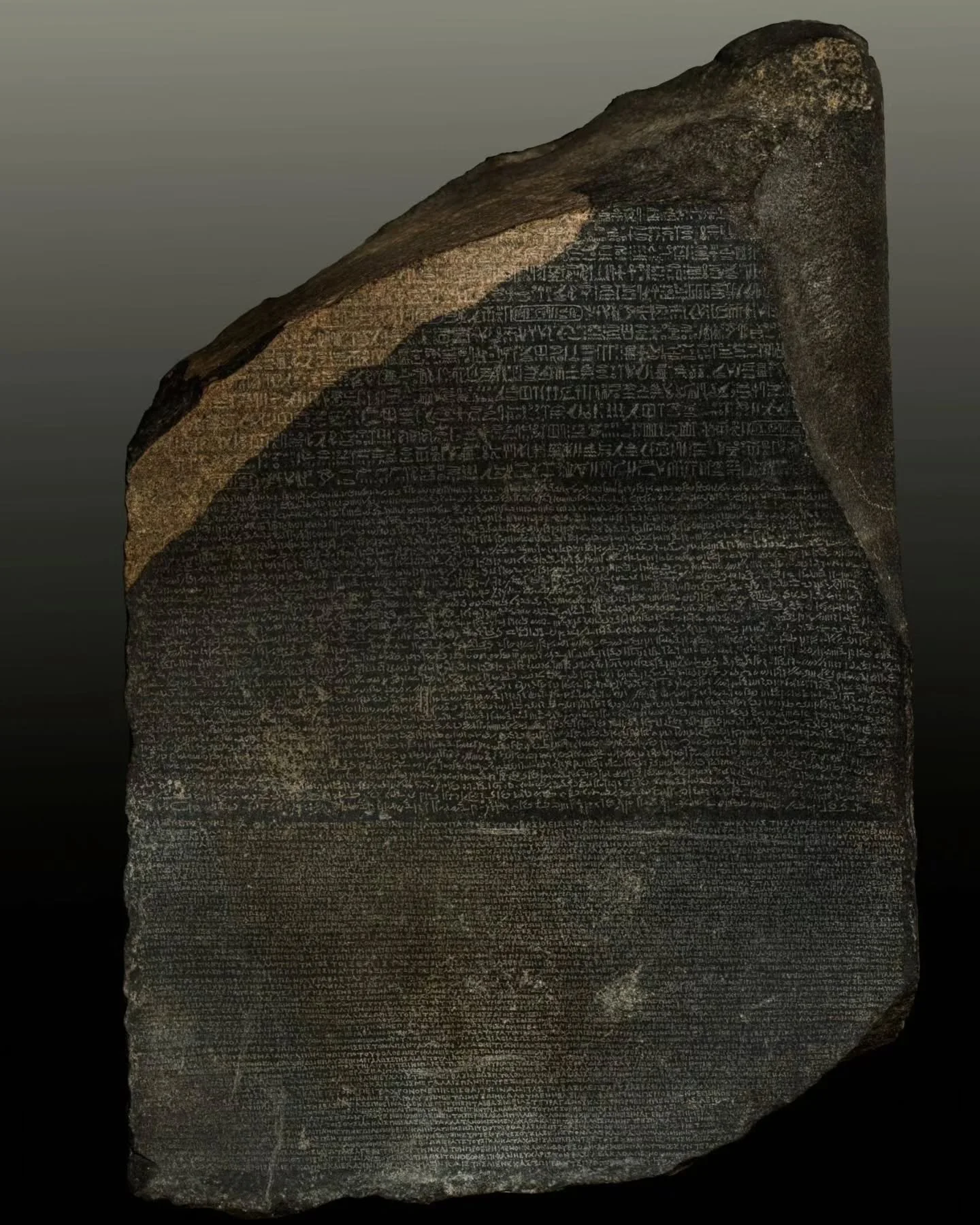 It was wonderful to 3D scan and model the world famous Rosetta Stone for the British Museum last autumn.  The resulting digital model, shown below, will be 3D printed in Italy to make a 1 to 1 scale replica for a museum in Turin.  It was one of the m