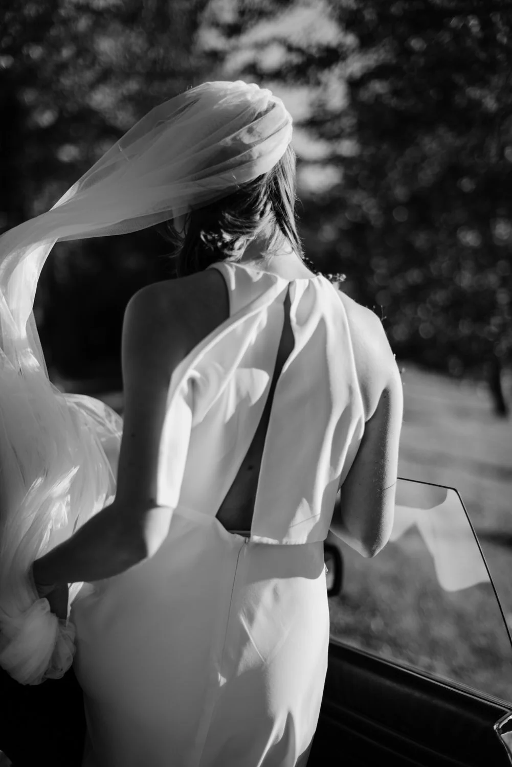 Modern bride wearing Iva Crepe Maxi from BHLDN